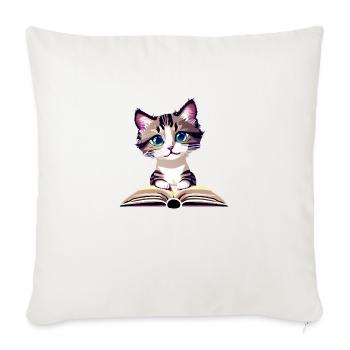 Kitten Read Cat Books Cat Book Domestic Cat - Sofa pillowcase 17,3'' x 17,3'' (45 x 45 cm) - natural white - Front
