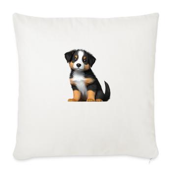 Chien chiot Berger australien propriétaire de chien - Housse de coussin décorative 45 x 45 cm - blanc nature - Devant