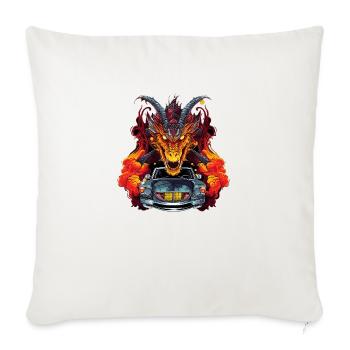 Drachen Auto - Sofakissenbezug 45 x 45 cm - Naturweiß  - Vorne