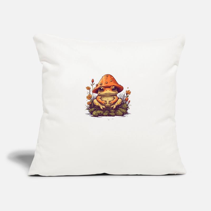 Cute toad with mushroom hat funny frog nature Sofa pillowcase 17,3'' x 17,3'' (45 x 45 cm)