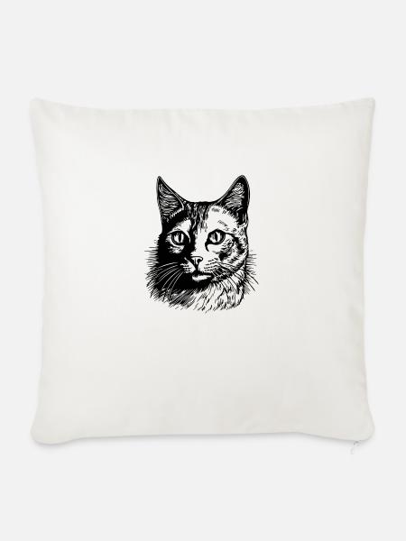 Katze Katzen Kätzchen Katzendame - Sofakissenbezug 45 x 45 cm - Naturweiß
