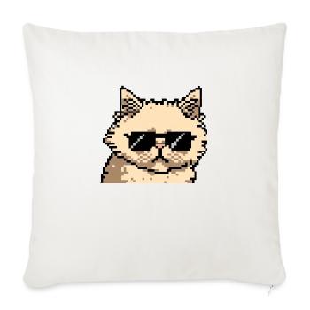 Perserkatze Negan mit Sonnenbrille in Pixelart - Sofakissenbezug 45 x 45 cm - Naturweiß  - Vorne