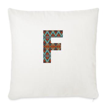 Letter F- boho design, Colorful monogram - Sofa pillowcase 17,3'' x 17,3'' (45 x 45 cm) - natural white - Front