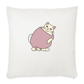 Fette Katze - Sofakissenbezug 45 x 45 cm - Naturweiß  - Vorne