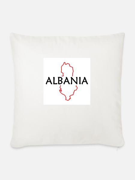 Landkarte von Albanien - Sofakissenbezug 45 x 45 cm - Naturweiß