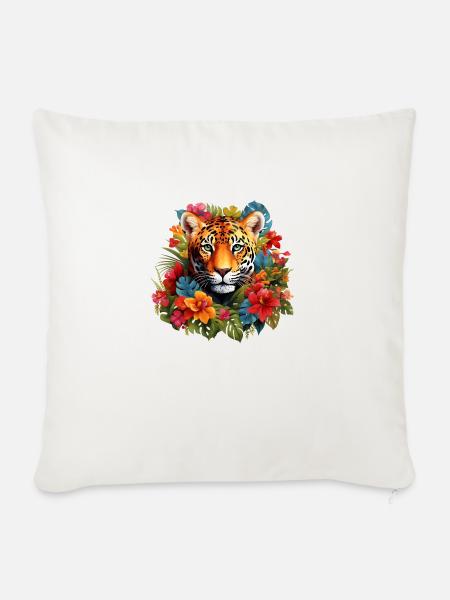 Blossom Jaguar - Sofakissenbezug 45 x 45 cm - Naturweiß 