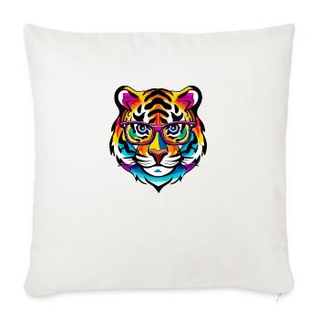 Tiger Intelligent Glasses Colorful Rainbow Gift - Housse de coussin décorative 45 x 45 cm - blanc nature - Devant
