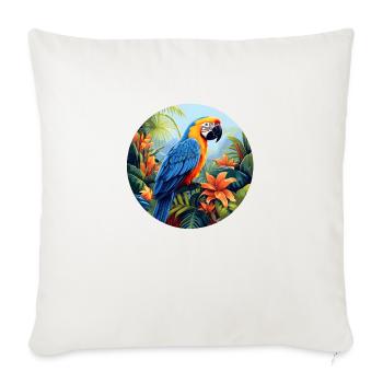 Blauer und goldener Ara - Sofakissenbezug 45 x 45 cm - Naturweiß  - Vorne