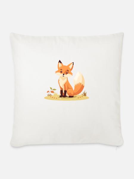 Junger Fuchs Clipart Rotfuchs - Sofakissenbezug 45 x 45 cm - Naturweiß 