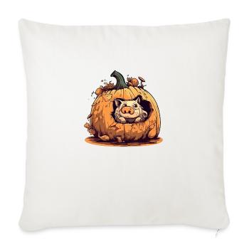 Corki the pig in his pumpkin - Sofa pillowcase 17,3'' x 17,3'' (45 x 45 cm) - natural white - Front