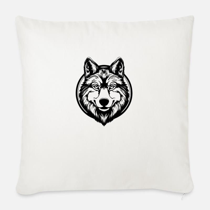 Loup - Housse de coussin décorative 45 x 45 cm - blanc nature