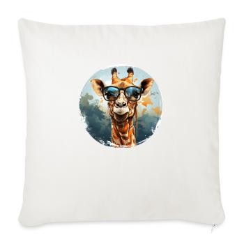 Girafe hipster animale avec des lunettes de soleil drôle - Housse de coussin décorative 45 x 45 cm - blanc nature - Devant