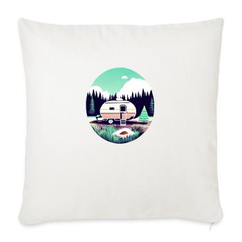 Camping Caravane Camp Tentes Cadeaux Camping-car - Housse de coussin décorative 45 x 45 cm - blanc nature - Devant