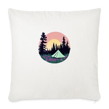 Camping Caravane Camp Tentes Cadeaux Camping-car - Housse de coussin décorative 45 x 45 cm - blanc nature - Devant