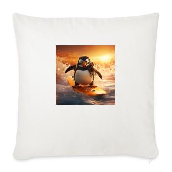 Pinguin riding on waves - Sofakissenbezug 45 x 45 cm - Naturweiß  - Vorne