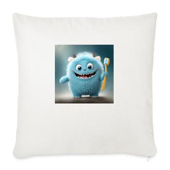 cute little fluffy monster toothbrush brush teeth - Sofa pillowcase 17,3'' x 17,3'' (45 x 45 cm) - natural white - Front