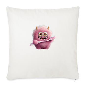 cute little fluffy monster toothbrush brush teeth - Sofa pillowcase 17,3'' x 17,3'' (45 x 45 cm) - natural white - Front
