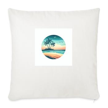 Île avec des palmiers au bord de la mer - Housse de coussin décorative 45 x 45 cm - blanc nature - Devant