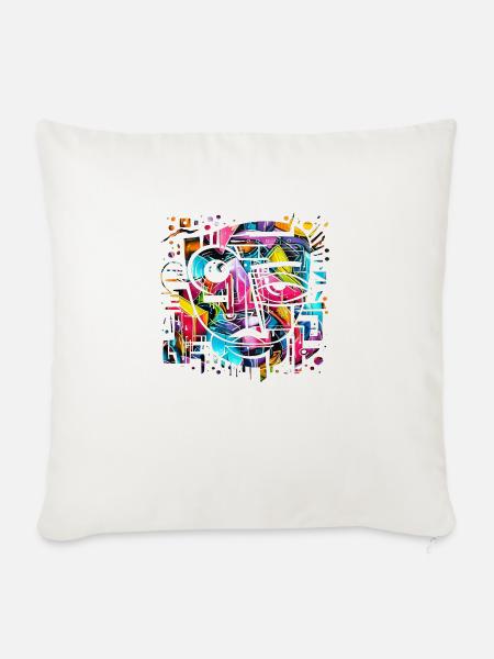 Graffiti Street Art Spray Vintage Schablone Retro - Sofakissenbezug 45 x 45 cm - Naturweiß