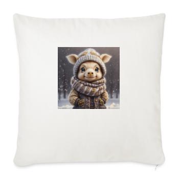 Animal d’hiver mignon avec des vêtements - Housse de coussin décorative 45 x 45 cm - blanc nature - Devant