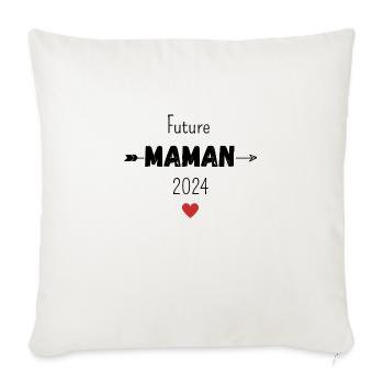 Future maman 2024 - Housse de coussin décorative 45 x 45 cm - blanc nature - Devant