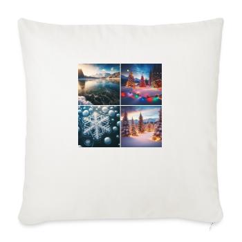 Noël au bord du lac - Housse de coussin décorative 45 x 45 cm - blanc nature - Devant