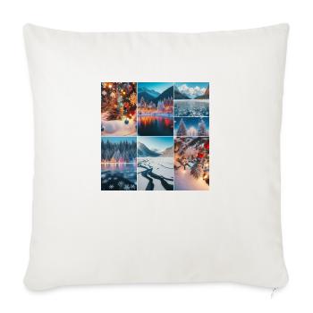 Noël au bord du lac - Housse de coussin décorative 45 x 45 cm - blanc nature - Devant