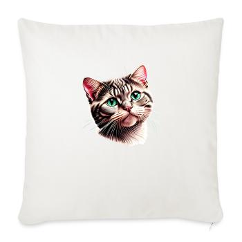 Propriétaire de chat, chat domestique, chat, chat siamois, chaton - Housse de coussin décorative 45 x 45 cm - blanc nature - Devant