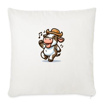 Glückliche tanzende Kuh mit Cowboyhut - Sofakissenbezug 45 x 45 cm - Naturweiß  - Vorne