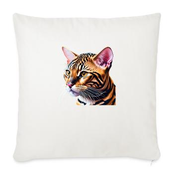 Chat Bengal Chaton Bengal Chaton Propriétaire Chat Chaton - Housse de coussin décorative 45 x 45 cm - blanc nature - Devant