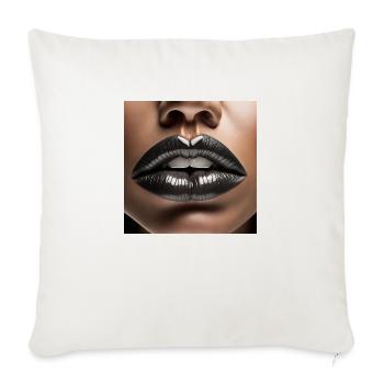 belles lèvres féminines rouge à lèvres noir dessin comique - Housse de coussin décorative 45 x 45 cm - blanc nature - Devant