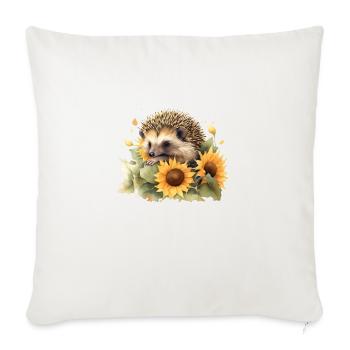 Igel mit Sonnenblumen Süßes Tier mit Blumen - Sofakissenbezug 45 x 45 cm - Naturweiß  - Vorne