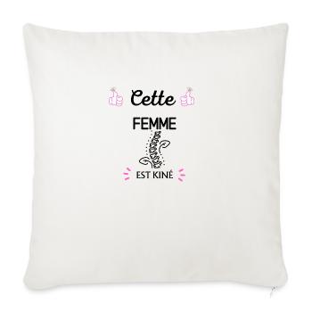 Cette femme est kiné - idée cadeau humour - Housse de coussin décorative 45 x 45 cm - blanc nature - Devant