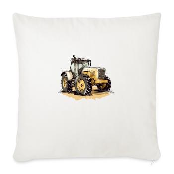 Tracteur jaune n°3 - Housse de coussin décorative 45 x 45 cm - blanc nature - Devant