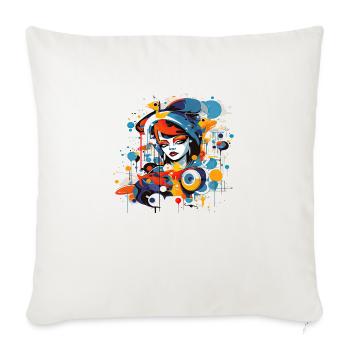 Belle femme peinture art visage femme colorée - Housse de coussin décorative 45 x 45 cm - blanc nature - Devant