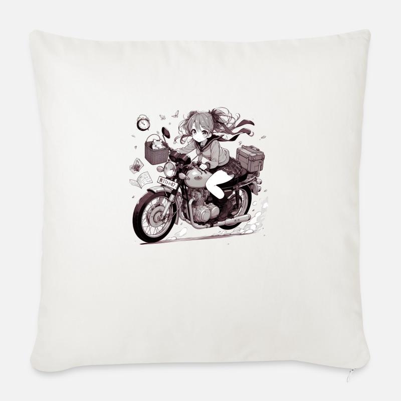 Manga Woman Biker 2 - Sofa pillowcase 17,3'' x 17,3'' (45 x 45 cm) - natural white