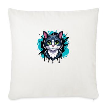Chat - Housse de coussin décorative 45 x 45 cm - blanc nature - Devant