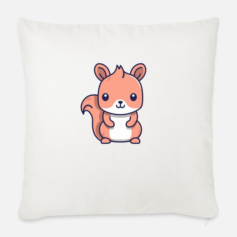 Écureuil - Housse de coussin décorative 45 x 45 cm - blanc nature