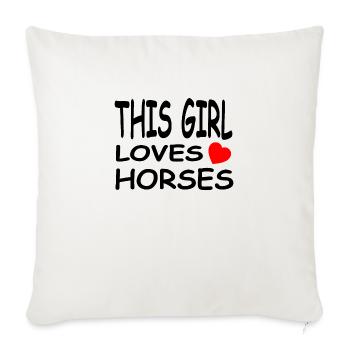 Chevaux - Housse de coussin décorative 45 x 45 cm - blanc nature - Devant