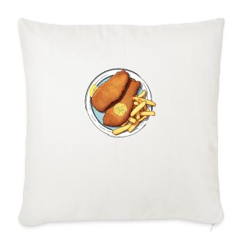 Escalope avec frites et une tranche de citron - Housse de coussin décorative 45 x 45 cm - blanc nature - Devant