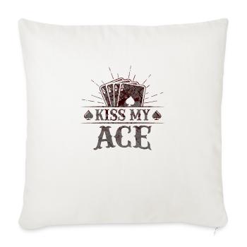 Kiss My Ace jeu de poker jeu de cartes casino club jouer - Housse de coussin décorative 45 x 45 cm - blanc nature - Devant