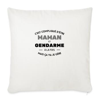 Compliqué d'être maman et gendarme ça va je gère - Housse de coussin décorative 45 x 45 cm - blanc nature - Devant