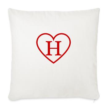 Buchstabe h rotes Herz - Sofakissenbezug 45 x 45 cm - Naturweiß  - Vorne