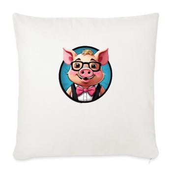 Bande dessinée cochon drôle - Housse de coussin décorative 45 x 45 cm - blanc nature - Devant