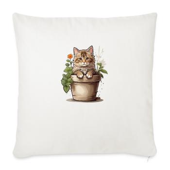 Fleur de chat mignonne - Housse de coussin décorative 45 x 45 cm - blanc nature - Devant