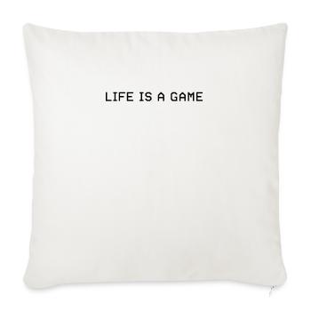 LIFE IS A GAME - pixel lettering - Sofa pillowcase 17,3'' x 17,3'' (45 x 45 cm) - natural white - Front