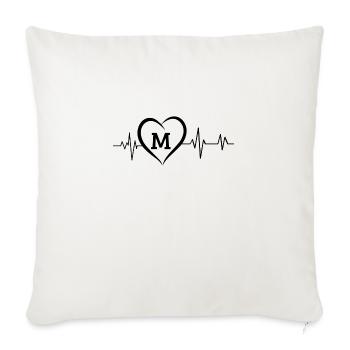 battement de cœur lettre M - Housse de coussin décorative 45 x 45 cm - blanc nature - Devant