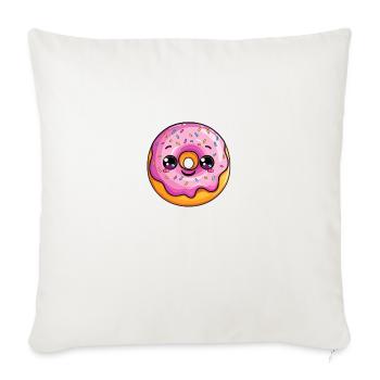 Donut mit Gesicht - Sofakissenbezug 45 x 45 cm - Naturweiß  - Vorne