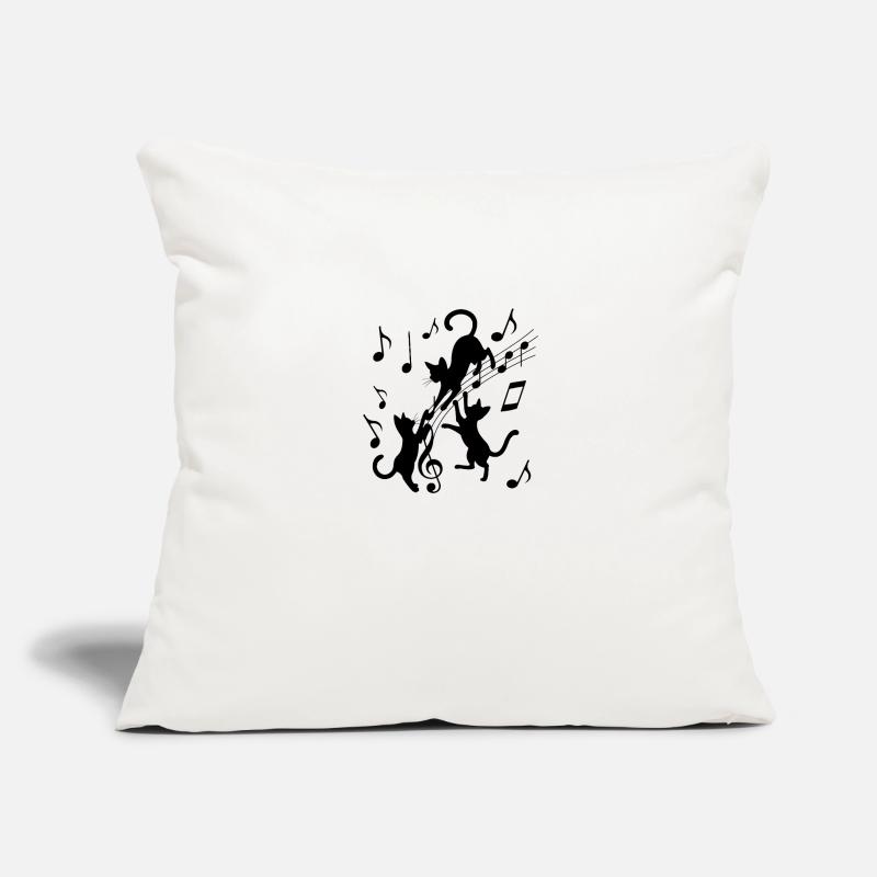 Black cats pattern playing with musical note Sofa pillowcase 17,3'' x 17,3'' (45 x 45 cm)