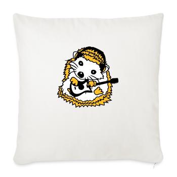Hérisson assis joue mignon guitare guitariste de musique - Housse de coussin décorative 45 x 45 cm - blanc nature - Devant